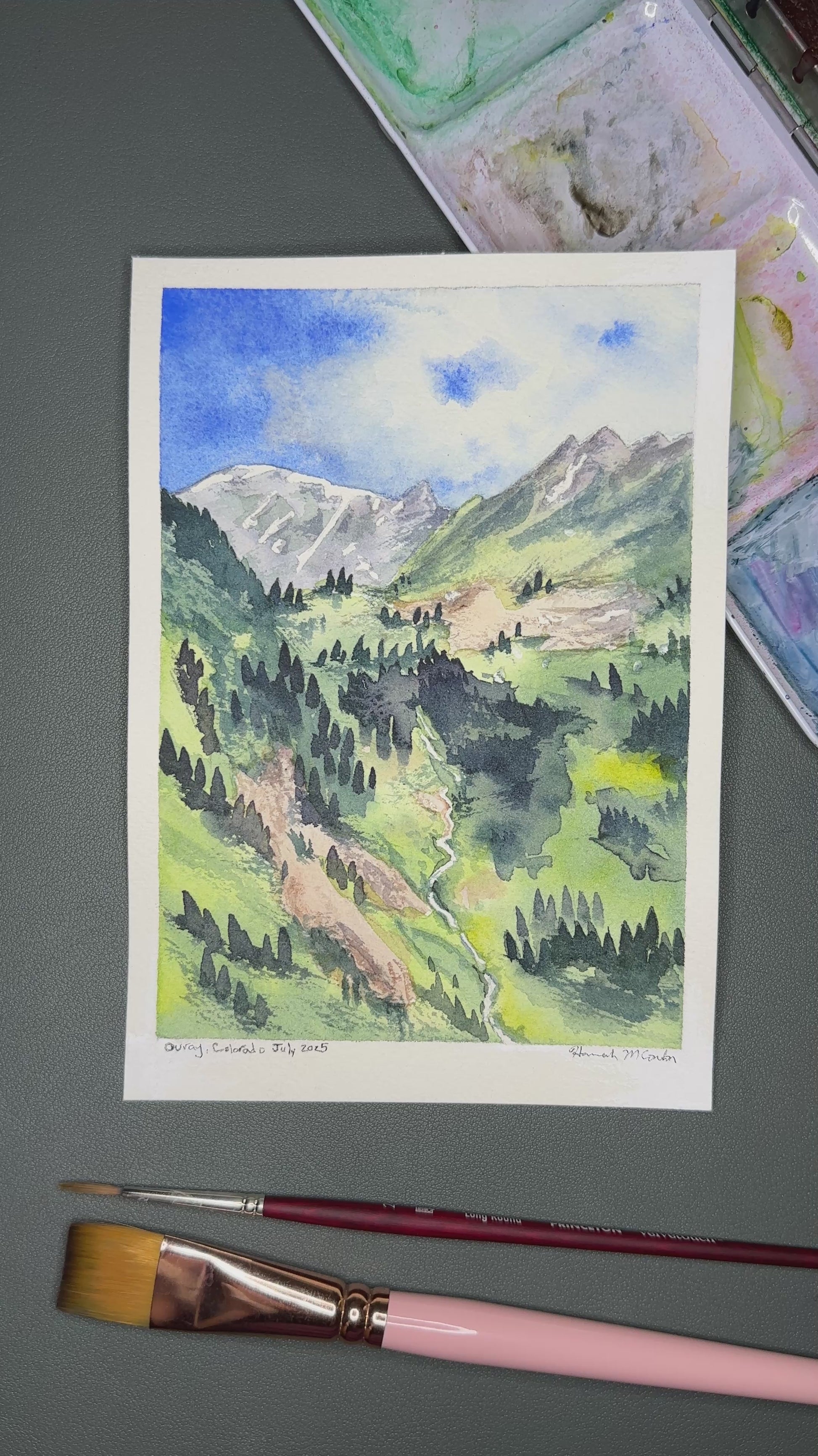 Ouray Colorado Stream Original Watercolor Painting 5x7